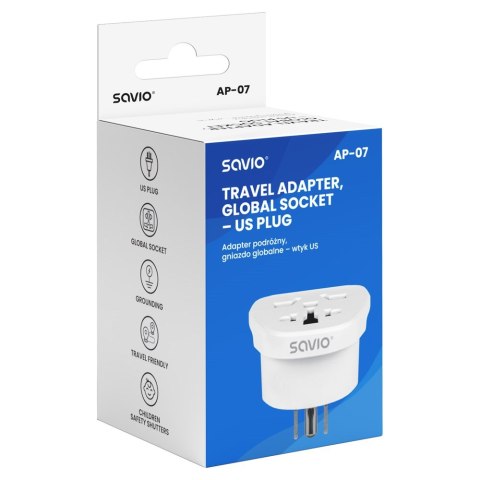 SAVIO ADAPTER PODRÓŻNY GNIAZDO GLOBALNE - WTYK US AP-07 SAVIO
