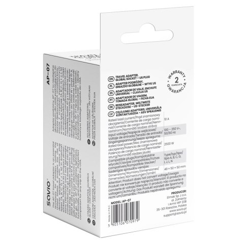 SAVIO ADAPTER PODRÓŻNY GNIAZDO GLOBALNE - WTYK US AP-07 SAVIO