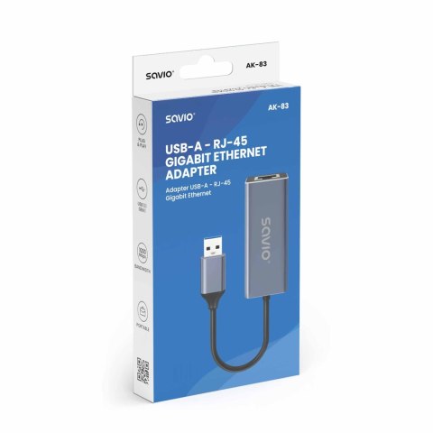 SAVIO ADAPTER USB-A - RJ-45 GIGABIT ETHERNET AK-83 SAVIO