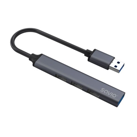 SAVIO HUB USB-A - 3 X USB-A 2.0, 1 X USB-A 3.0, SZARY AK-70 SAVIO