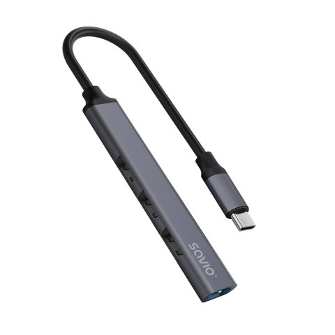 SAVIO HUB USB-C - 3 X USB-A 2.0, 1 X USB-A 3.0, SZARY, AK-71 SAVIO