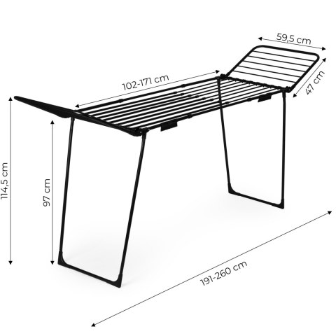Suszarka na pranie stojąca rozsuwana teleskopowa 27 metrów składana czarna ModernHome