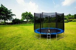 Trampolina ogrodowa z siatką zewnętrzną o średnicy 8 ft 244-252 cm + drabinka Bauerkraft