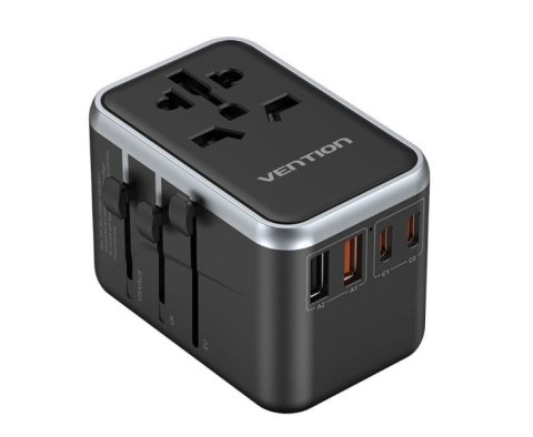Uniwersalny adapter podróżny z ładowarką Vention 65W GaN 2x USB-A 2x USB-C czarny Vention