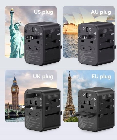 Uniwersalny adapter podróżny z ładowarką Vention 65W GaN 2x USB-A 2x USB-C czarny Vention