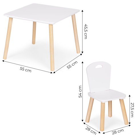 Zestaw mebli dla dzieci stolik + 2 krzesła białe ECOTOYS ECOTOYS