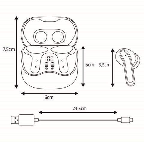 AUDIOCORE SŁUCHAWKI BEZPRZEWODOWE, HYBRYDOWE ANC, ENC, 6 MIKROFONÓW, ETUI ŁADUJĄCE, TUYA AC591 AUDIOCORE