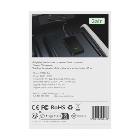 Carlinkit Adapter 5.0 2Air Bezprzewodowy Carplay Android Auto Carlink 5 czarny CARLINKIT
