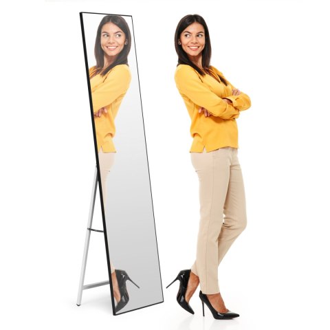 Duże lustro stojące 159 cm aluminium czarna rama ModernHome ModernHome