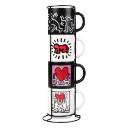 Keith Haring - Zestaw kubków ceramicznych ze stojakiem 300 ml 4 szt. Inny