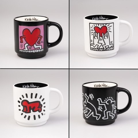 Keith Haring - Zestaw kubków ceramicznych ze stojakiem 300 ml 4 szt. Inny