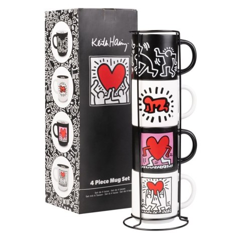 Keith Haring - Zestaw kubków ceramicznych ze stojakiem 300 ml 4 szt. Inny