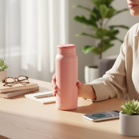 Quokka Echo - Butelka ze stali nierdzewnej 690 ml z silikonowym uchwytem (Pink) Quokka