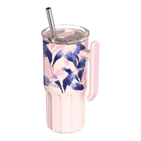 Quokka Umi - Kubek termiczny ze stali nierdzewnej 720 ml ze słomką i silikonową podstawką (Blue Feather) Quokka