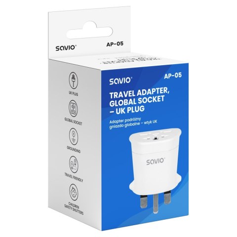 SAVIO ADAPTER PODRÓŻNY GNIAZDO GLOBALNE - WTYK UK AP-05 SAVIO