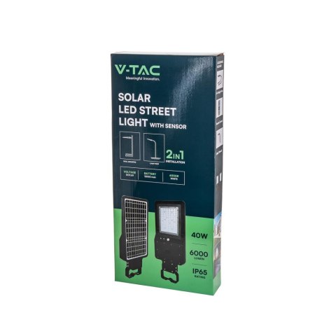 Naświetlacz oprawa uliczna V-TAC solarna 15W LED czarna ST-15 4000K 1600lm