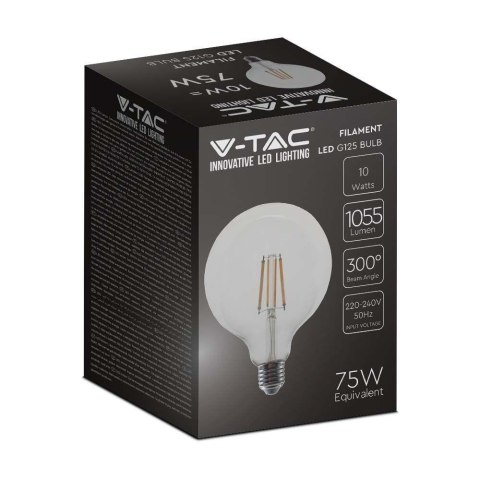 Żarówka LED 10W filament E27 kula glob G125 V-TAC VT-1979 4000K 1055lm