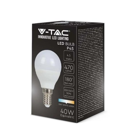 Żarówka LED V-TAC 4,5W E14 P45 kulka VT-1880 3000K 470lm