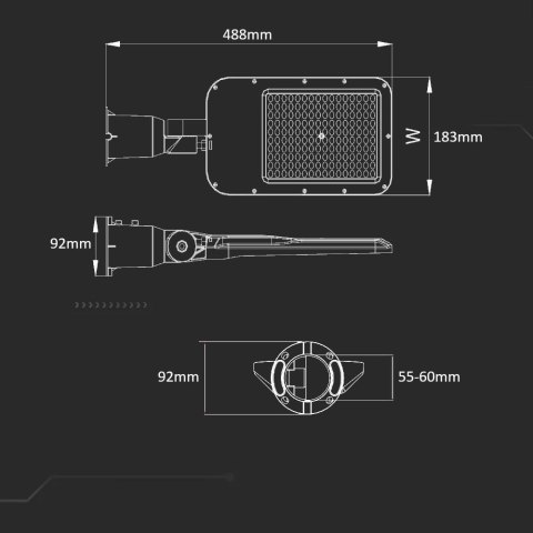 Oprawa uliczna LED V-TAC SAMSUNG CHIP z regulacją 100W wymienny moduł LED VT-105ST 4000K 9400lm 5 lat gwarancji