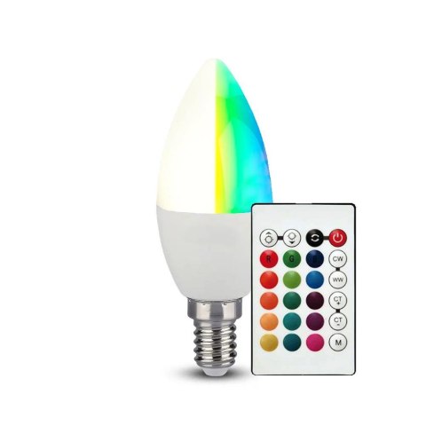 Żarówka LED V-TAC 4,8W E14 świeczka pilot VT-2214-N-1 RGB+4000K 320lm