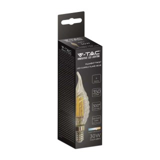 Żarówka LED V-TAC 4W filament E14 świeczka bursztyn płomyk twist VT-1947 2200K 350lm