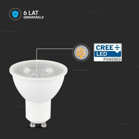 Żarówka LED V-TAC CREE CHIP 6W GU10 38st ściemnialna VT-227D 3000K 445lm 6 lat gwarancji