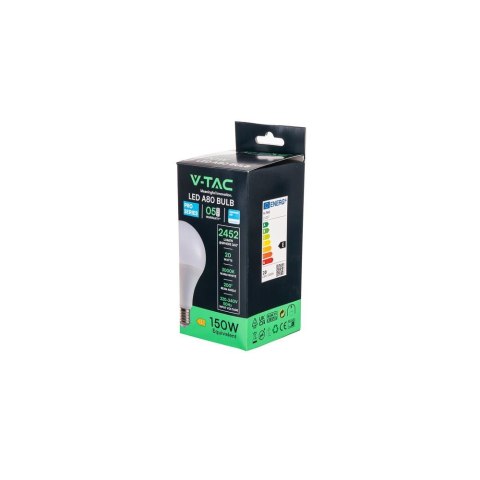 Żarówka LED V-TAC SAMSUNG CHIP 20W E27 A80 120Lm/W VT-233 3000K 2452lm 5 lat gwarancji