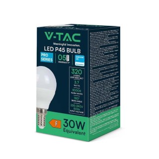 Żarówka LED V-TAC SAMSUNG CHIP 3,7W E14 kulka P45 VT-1804 3000K 320lm 5 lat gwarancji