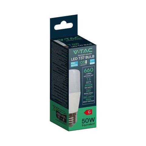 Żarówka LED V-TAC SAMSUNG CHIP 7,5W E27 T37 VT-237 3000K 660lm 5 lat gwarancji