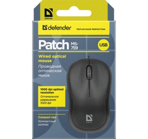 DEFENDER MYSZ PATCH MS-759 OPTICAL 1000DPI 3P CZARNA 52759 Defender