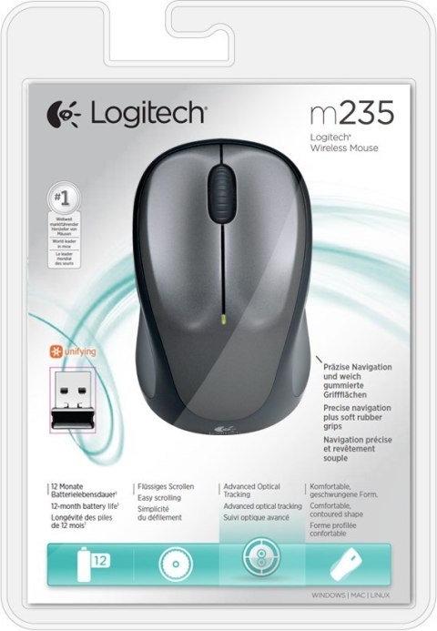 Mysz Logitech M235 910-002201 (optyczna; 800 DPI; kolor szary) Logitech