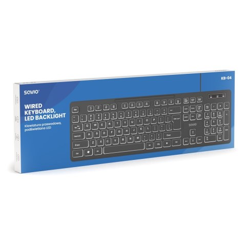 SAVIO KLAWIATURA PRZEWODOWA PODŚWIETLANA LED KB-04 SAVIO