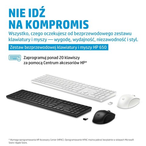 Zestaw klawiatura + mysz HP 650 Wireless Keyboard and Mouse Combo bezprzewodowe czarne 4R013AA Hewlett-Packard