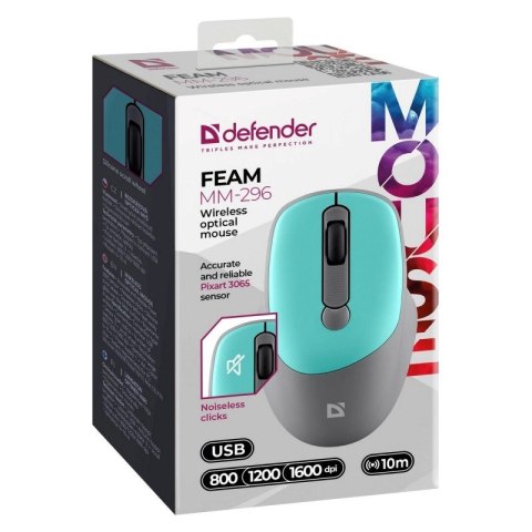 DEFENDER MYSZ BEZPRZEWODOWA FEAM MM-296 RF SILENT CLICK MIETOWA 52294 Defender