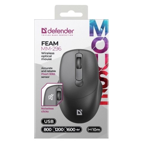 DEFENDER MYSZ FEAM MM-296 RF SILENT CZARNA Defender