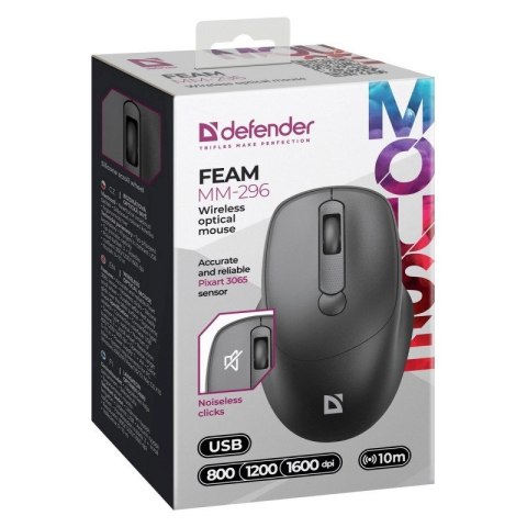 DEFENDER MYSZ FEAM MM-296 RF SILENT CZARNA Defender