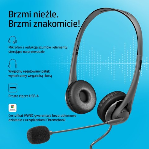 Słuchawki z mikrofonem HP Stereo USB Headset G2 przewodowe czarne 428H5AA Hewlett-Packard