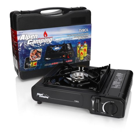 Kuchenka turystyczna Alpen Camping, moc: 2.0 kW, zużycie gazu 146g/h, zapłon piezoelektryczny, TYROL INKO-TIME