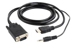 Adapter GEMBIRD A-HDMI-VGA-03-10 (HDMI M - D-Sub (VGA), Jack stereo 3,5 mm M; 3m; kolor czarny) GEMBIRD
