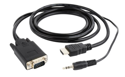 Adapter GEMBIRD A-HDMI-VGA-03-10 (HDMI M - D-Sub (VGA), Jack stereo 3,5 mm M; 3m; kolor czarny) GEMBIRD