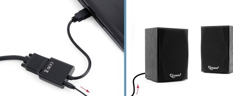 Adapter GEMBIRD A-HDMI-VGA-03 (HDMI M - D-Sub (VGA) F; 0,15m; kolor czarny) GEMBIRD