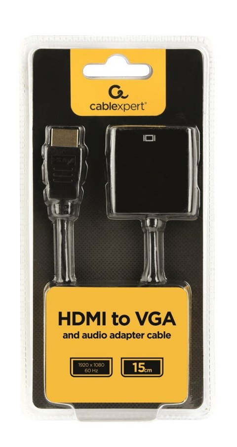 Adapter GEMBIRD A-HDMI-VGA-03 (HDMI M - D-Sub (VGA) F; 0,15m; kolor czarny) GEMBIRD