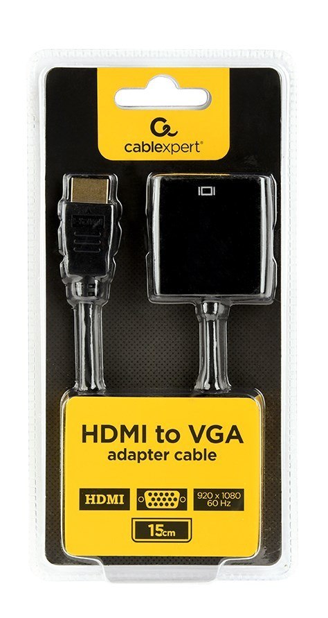 Adapter GEMBIRD A-HDMI-VGA-04 (HDMI M - D-Sub (VGA) F; 0,15m; kolor czarny) GEMBIRD