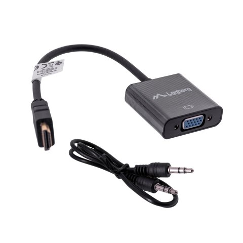 Adapter Lanberg AD-0017-BK (HDMI M - D-Sub (VGA) F; 0,20m; kolor czarny) Lanberg