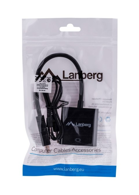 Adapter Lanberg AD-0017-BK (HDMI M - D-Sub (VGA) F; 0,20m; kolor czarny) Lanberg
