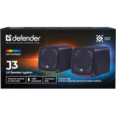 DEFENDER GŁOŚNIKI PC J3 2.0 6W LED USB CZARNE 65963 Defender