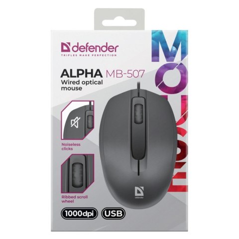 DEFENDER MYSZ ALPHA MB-507 SILENT CZARNA 1000dpi 3P Defender