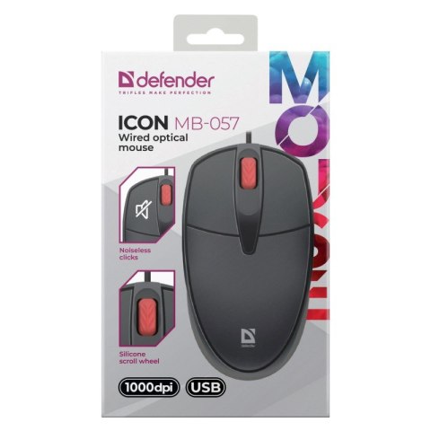 DEFENDER MYSZ ICON MB-057 CZARNA OPTICAL 1000dpi 3P Defender