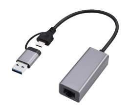 GEMBIRD KARTA SIECIOWA USB 3.1 + TYPE-C DO LAN 2.5GB/S SZARY GEMBIRD