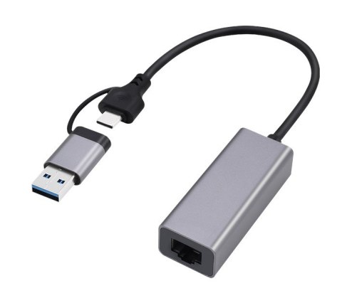 GEMBIRD KARTA SIECIOWA USB 3.1 + TYPE-C DO LAN 2.5GB/S SZARY GEMBIRD